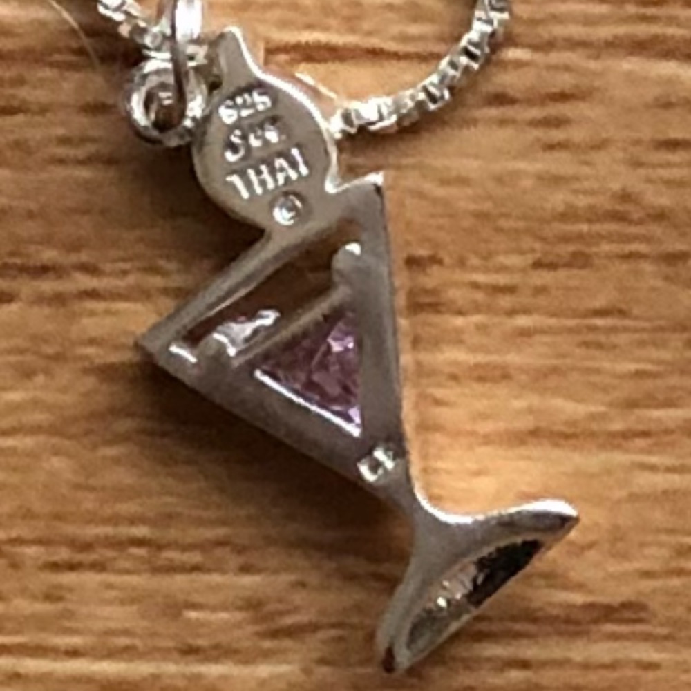 Sterling Silver Martini Glass Necklace - Picture 7 of 10